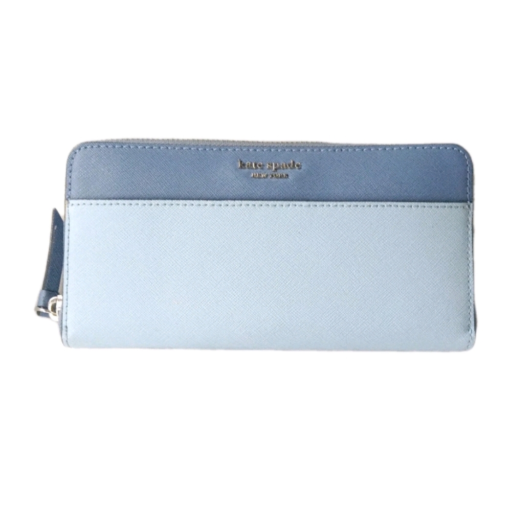 Michael Kors Two-Tone Light Blue and Denim Blue Zip Wallet